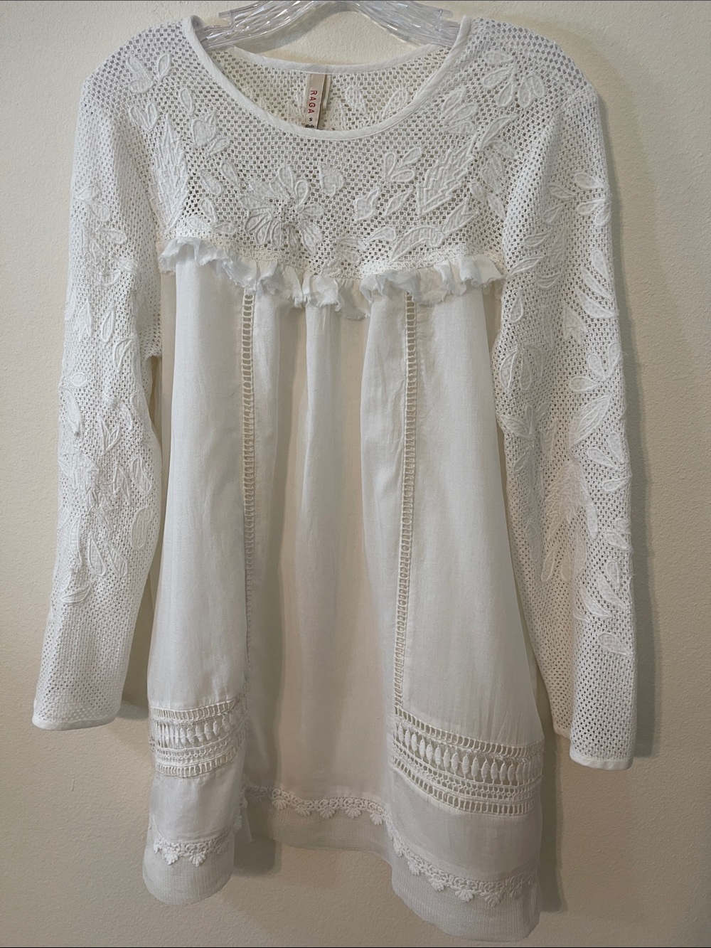 RAGA White Cotton Crochet Boho Tunic/Cover-Up - Picture 11 of 16